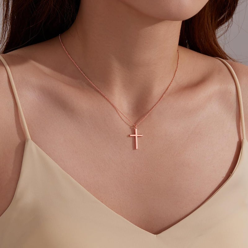 Poxtex Cross Necklace for Women Girls, Dainty 14K Gold Silver Plated Cross Choker Pendant Jewelry Non Tarnish Waterproof Trendy Cute Simple Small Necklace Easter Christian Baptism Religious Faith Jewelry Gifts - Image 2